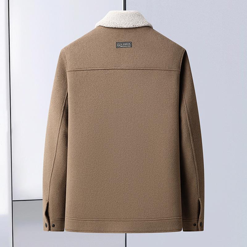 Podzimní a zimní nová oboustranná vlněná bunda Business Casual klopový límec husí prach odnímatelná podšívka vlněná bunda bunda