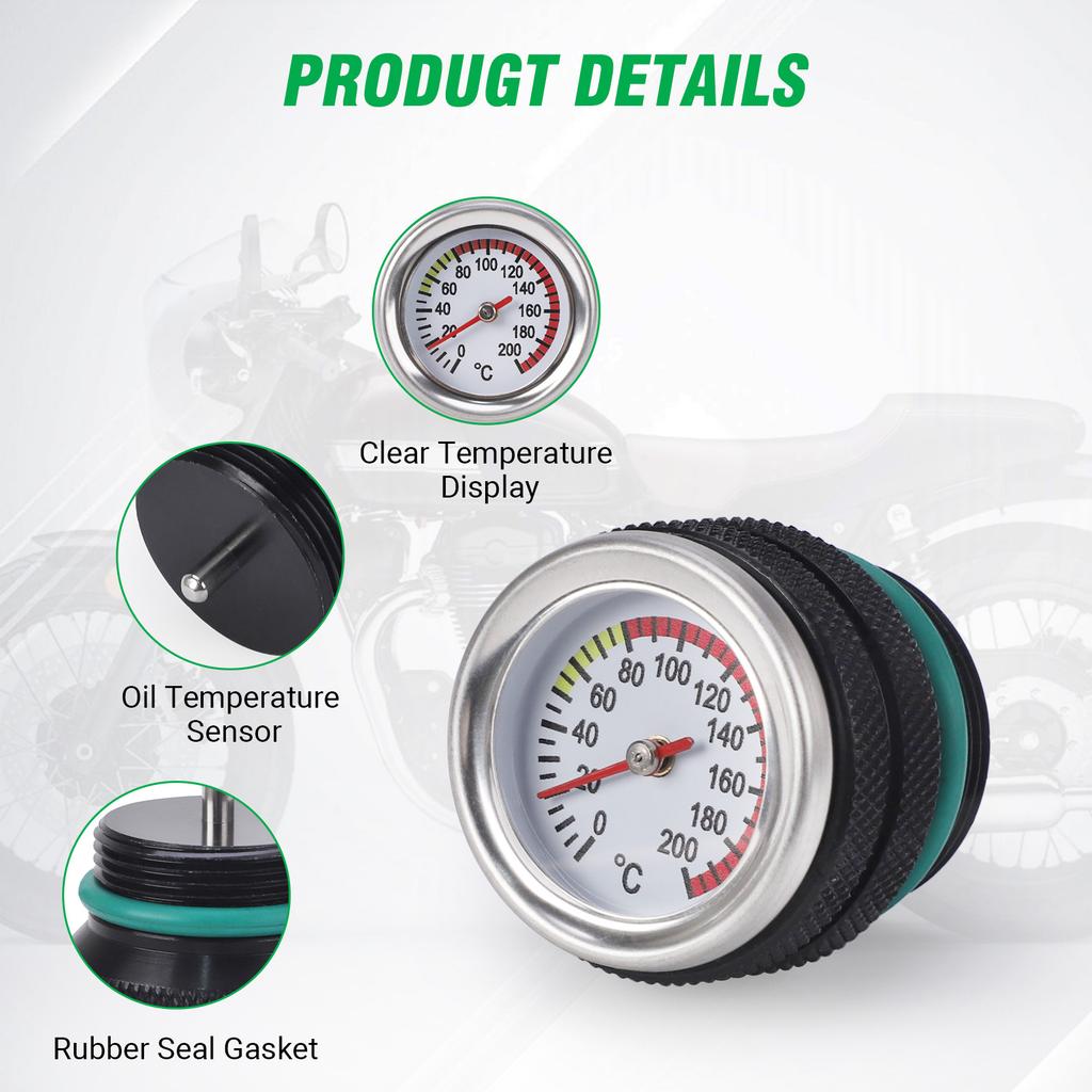M30X1.5 Motorcycle Fuel Tank Cap With Oil Temperature Gauge Engine Valve Cover Oil Filler Cap For Kawasaki 650 KLR 87-98