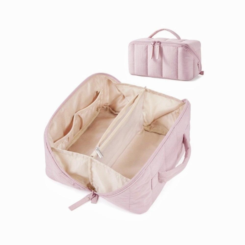 Water-resistant Toiletry Bag Open Flat Cosmetic Case Puffy Padded Makeup Bag Skincare Storage