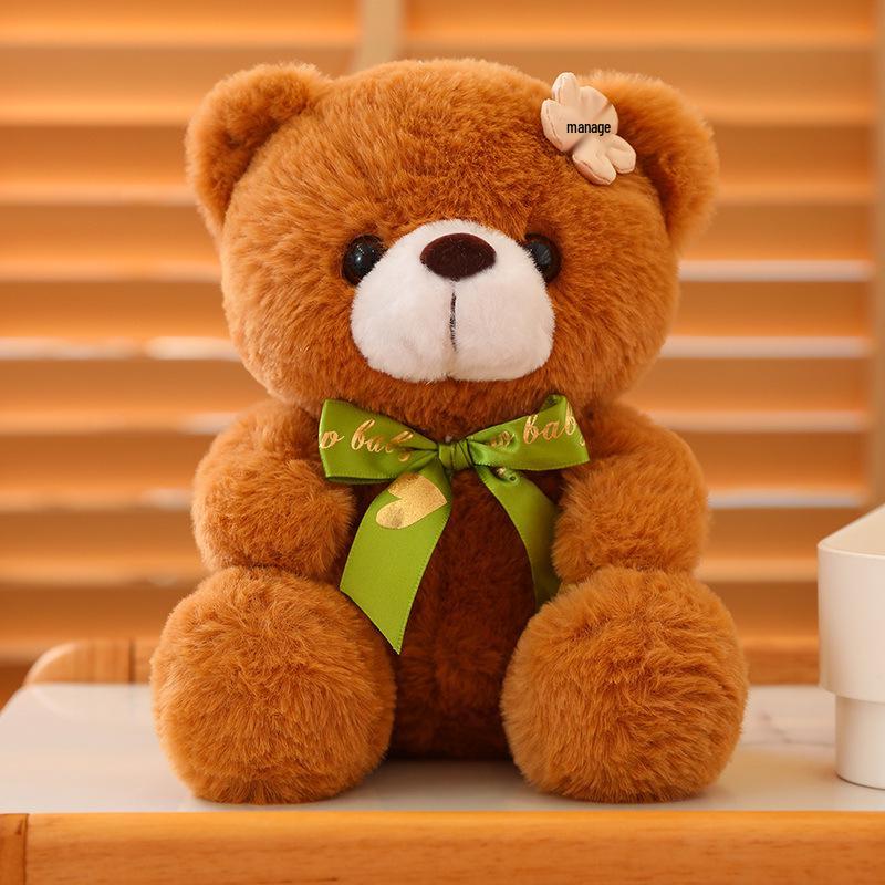 Cute Flower Ribbon Teddy Bear Plush Toy - Colorful Bear Doll Gift for Valentine's Day