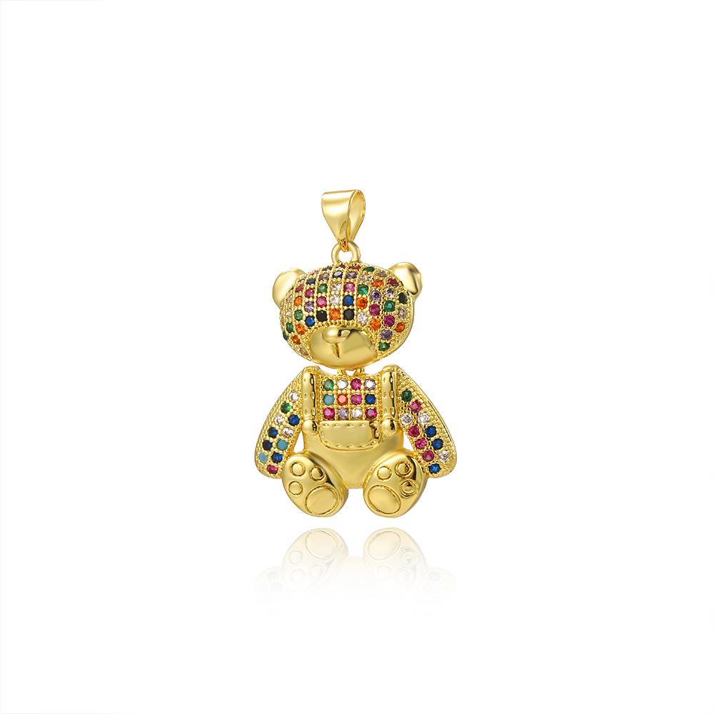 Exaggerated Copper Panda Pendant with Diamonds - Fashionable, Cute, Color-Preserving Animal Bear Charm Jewelry