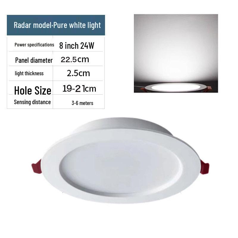 Infrared Motion Sensor Recessed Downlight with Sound Control, 3-inch Ceiling, 4-inch Cut-out Spotlight for Aisles.