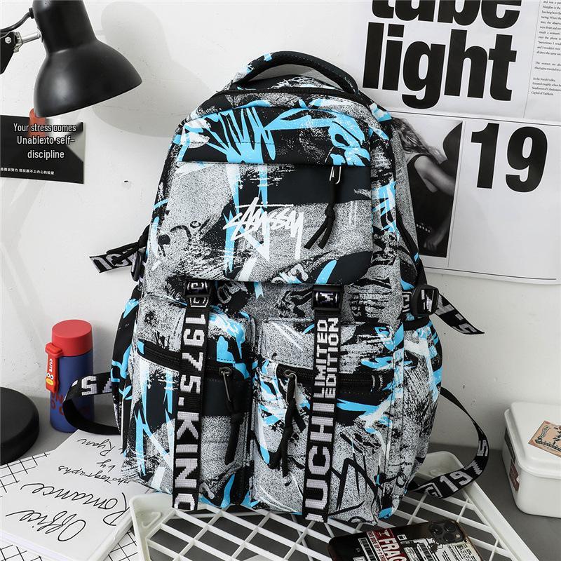 Spot Graffiti Streetwear Lightweight Backpack for Students & Casual Use