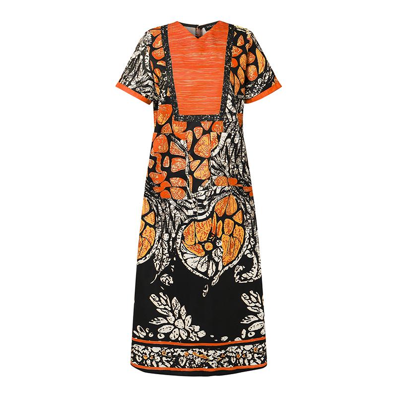 Oversized Women V Neck Short Sleeve Front Print Plus Size Dresses