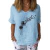 QICED Women's Fashion Casual Short Sleeve V Neck Blouses & Shirts
