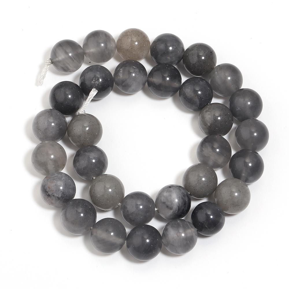 4 6 8 10 12mm Natural Stone Beads Silver Grey Crystal Round Loose Beads For Jewelry Making DIY Bracelets Necklace Accessories