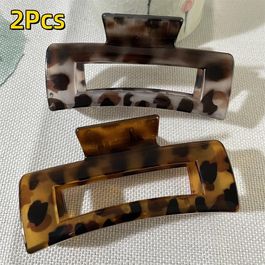 Vintage Leopard Print Hair Claw Clip Large Rectangular Secure Hold Hair Clip for Updos Elegant Hair Accessories Women Headwear
