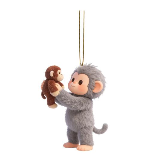 2D Monkey Car Hanging Ornament Acrylic Car Rearview Mirror Accessories Cute Monkey Holding