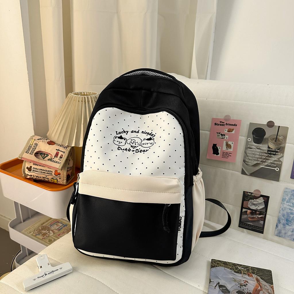 Schoolbag new Japanese girl polka dot printed backpack high value small fresh primary and secondary school student schoolbag casual backpack