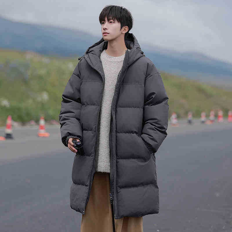 

long hooded cotton-padded clothes for men s winter thickened cotton-padded clothes, warm and cold-proof clothes, cotton-padded jacket. 3XL [Height 178-190cm Weight 185-105kg]