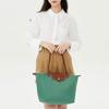 Longchamp Le Pliage Solid Logo Snap Zipper Foldable Nylon Canvas Dumpling Tote Shopping Shoulder Bag Medium Women Tote Sage-Green 2605089P84