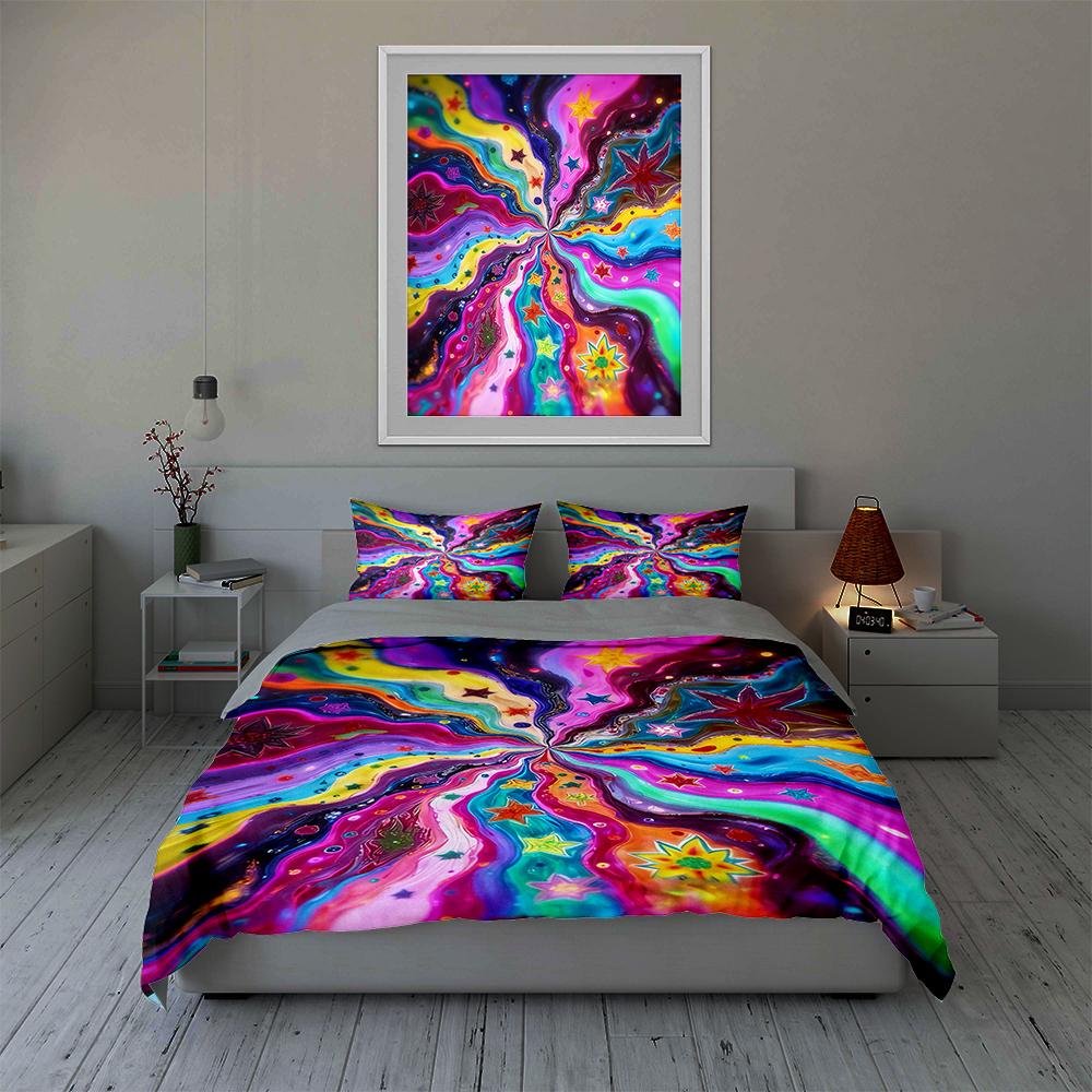 Colorful, swirling, stars. Bedding Duvet cover sets Duvet covers Pillowcases gifts (1 * Duvet Cover 2 * Pillowcases, without duvet insert)