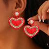 Valentine's Day love handmade rice bead earrings petals geometric enamel stud earrings personalized fashion diamond earrings