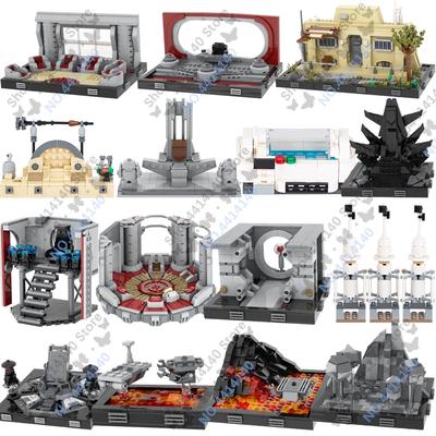 MOOXI Space Wars Movie Throne Military Conference Room Scenario Model Building Block DIY Diorama Bricks For Kids Montessori Toys