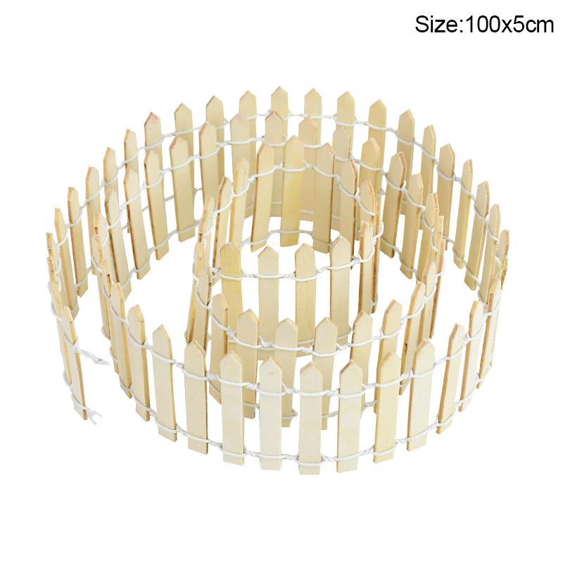 100CM Mini Wooden Fence Fairy Garden Fence Miniature DIY Fairy Garden Accessories Wood Barrier Dollhouse Home Craft Decoration