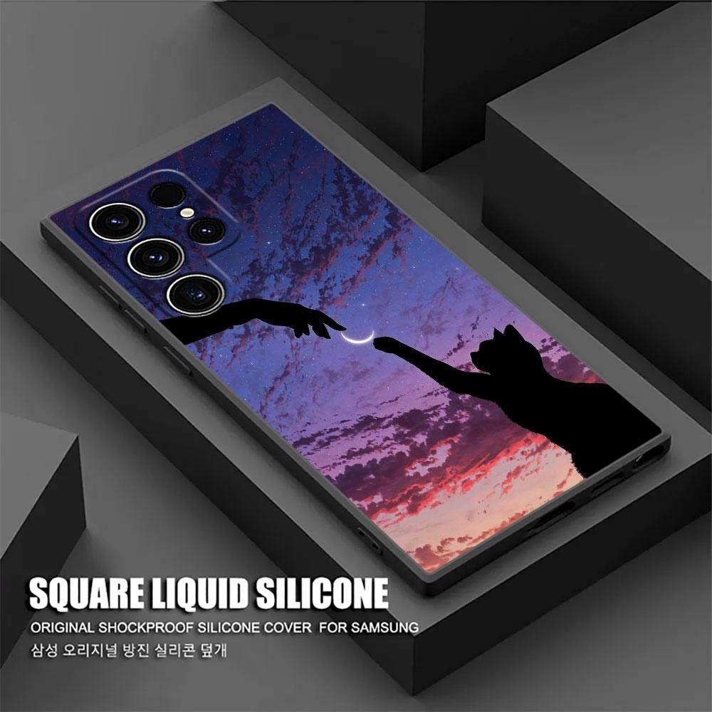 Funny Cute Cat Line Art S26Ultra Case For Samsung Galaxy S26 S25 S24 S23 S20 S21 FE S22 Ultra S25 Plus 5G Cases Soft Phone Cover