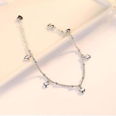 Braccialetti a Cuore d'Amore Fatti a Mano in Argento Sterling 925 per Donna Braccialetto a Catena Portafortuna Gioielli da Matrimonio S-B164