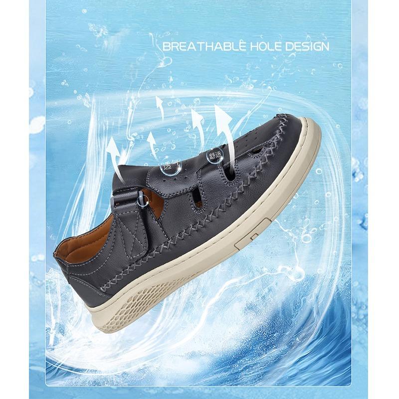 New Anti-collision Toe Men's Sandals Hot-selling Leather Beach Shoes Comfortable Roma Footwear Male Casual Summer Flats Sandaly