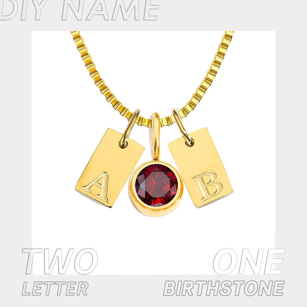 EManco DIY Personalized Initials Customized Name Necklace Glitter Birthstone Pendant Ladies Gifts Dropshipping