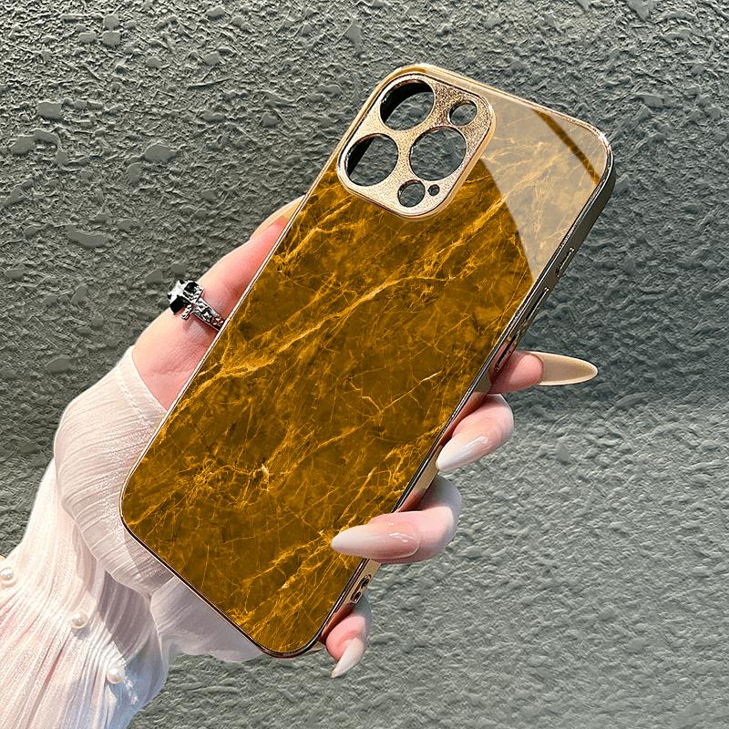 Simplicity Golden texture Luxurious High-end Phone Case Electroplated Glass PhoneCase for iPhone 17161514131211pm Pro Plus