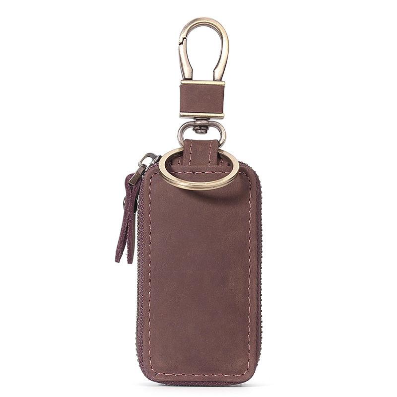 Leather Car Key Case With Foldable Design And Vintage Style For Men And Women