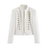 Giacca Blazer Oversize Elegante da Donna con Spalline Imbottite Chiusura a Bottoni Lunghezza Corta Streetwear