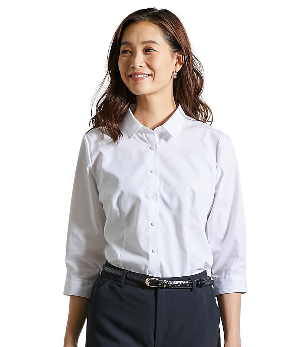 

Рубашки и блузки Рубашка с обычным воротником и рукавом 3/4 M [Nissen] Формоустойчивая (Обычный бюст) От белого