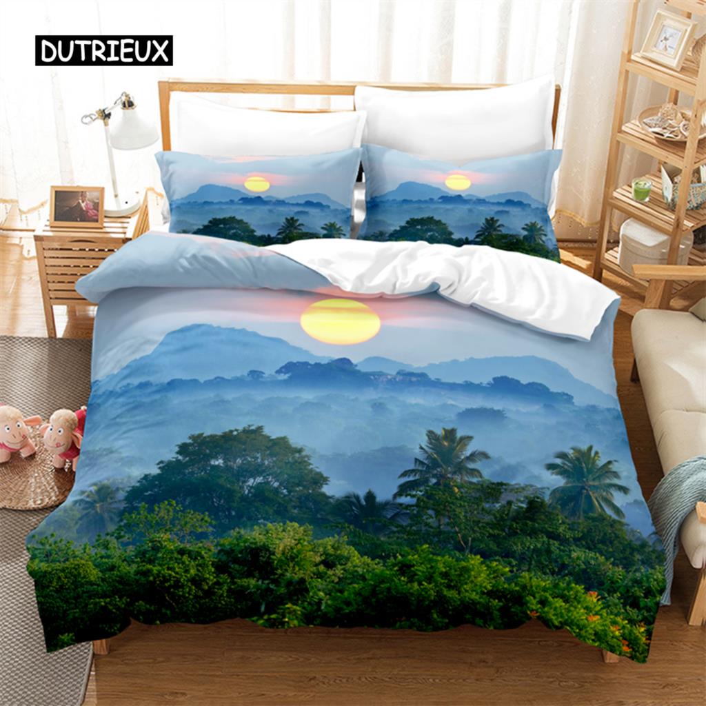 

Комплект постельного белья с изображением природных пейзажей, комплект пододеяльников, комплект постельного белья с 3D-принтом, комплект постельного белья размера «queen size», модный дизайн EU single(135x200cm)