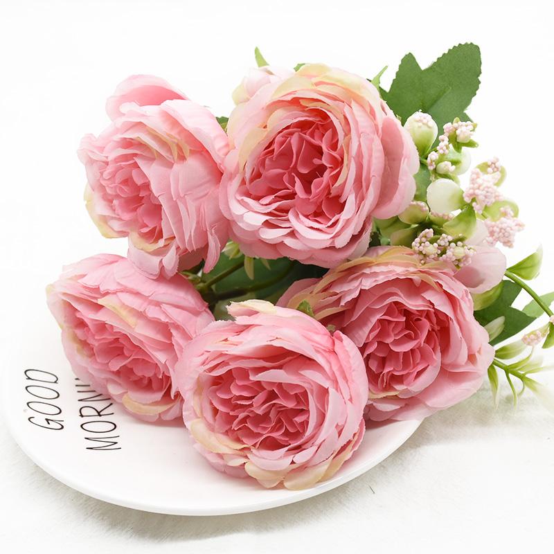 Artificial Flower Peony Bouquet Home Room Decoration Wedding Diy Festival Indoor Furnishings Scrapbooking Bonsai Gifts Accessori