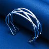 Elegant 925 Sterling Silver Exquisite Cross Woven Hollow Opening Bracelet for Women's Fashion Parties and Wedding Accessories