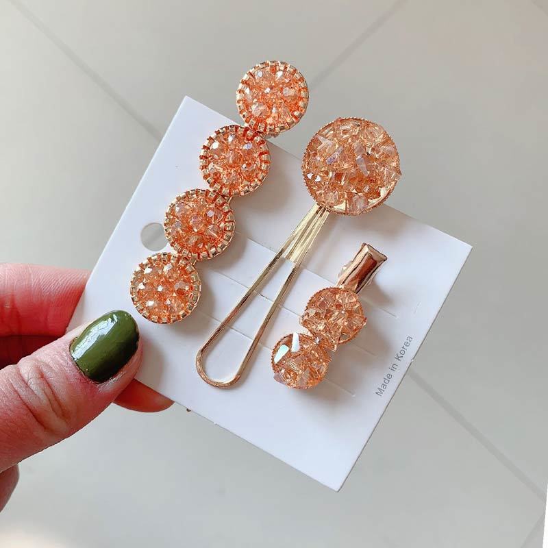 Korean Chic Round Pearl Flower Hair Pins Vintage Barrettes Hair Clips Set Crystal Metal Hair Accessories Hairgrip for Women