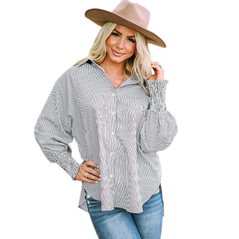 YYFS Γυναικεία μόδα Casual Άνοιξη Φθινόπωρο μονόχρωμη στάμπα με μακρυμάνικο POLO μπλούζες και πουκάμισα με λαιμόκοψη