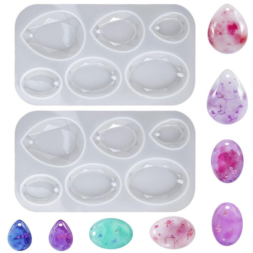 Waterdrop Oval Shape Silicone Pendant Mold 6 Cavities Epoxy Resin Mold  Jewelry Making