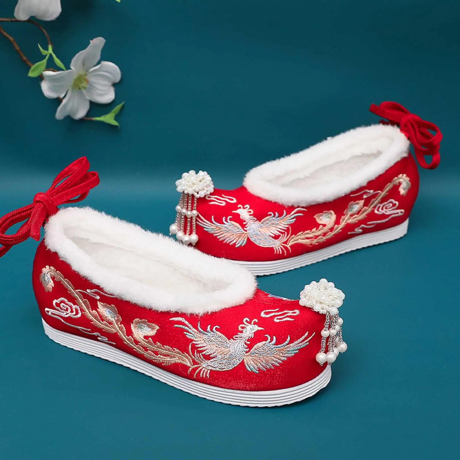 

Модная новая женская обувь из кашемира и хлопка в этническом стиле плюс хлопковая обувь с вышивкой 35 красный