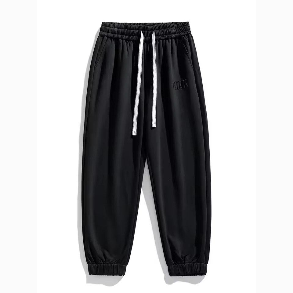 Spring Men's Solid Color Lace-up Letter Print Loose Cuff Casual Pants