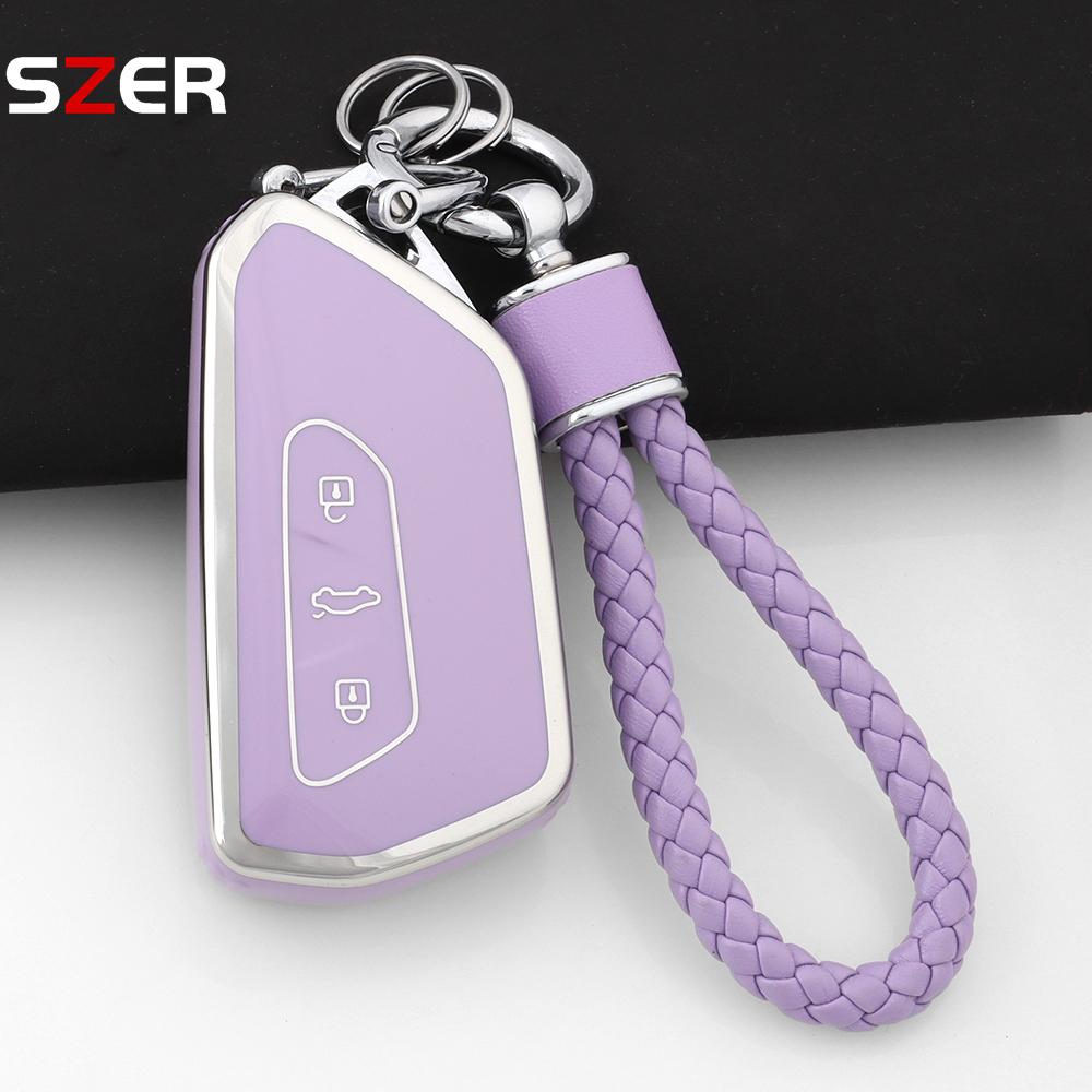 Tpu Car Key Case Cover Shell Fob Keychain For Vw Volkswagen Golf 8 Mk8  For Skoda Octavia For Seat Holder Fob Accessories