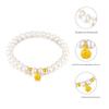 Children's Pearl & Lotus Pod Elastic Bracelet with Gold Beads