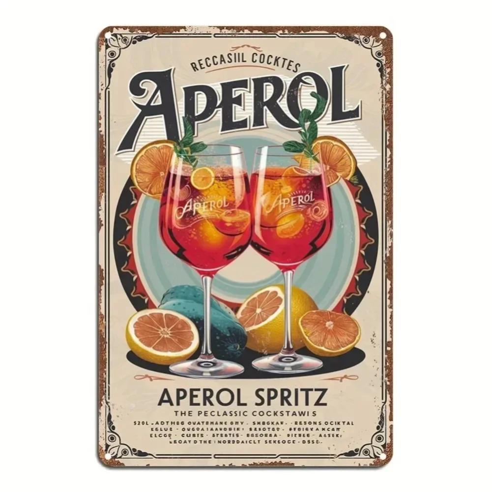 Vintage "Aperol Aura: Sip the Retro Sunshine!" Metal Sign - Waterproof Cocktail Art for Street Cafe/Bistro/Home
