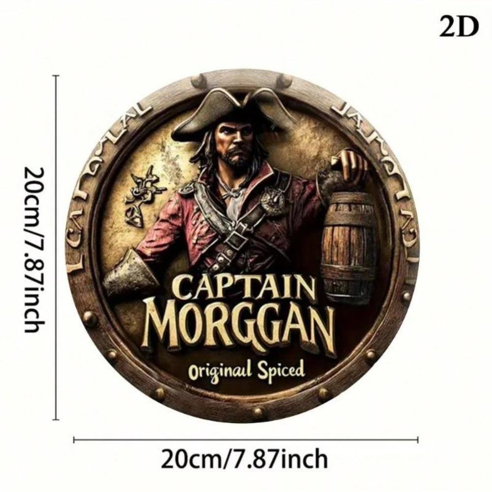 Pirate Wine Barrel Metal Wall Art Vintage Home Decor Sign for Bedroom Living Room
