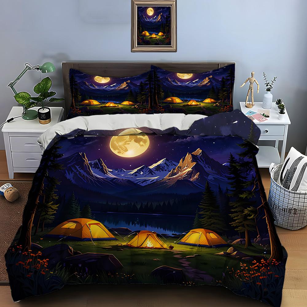Outdoor camping enthusiasts Print Bedding Set Duvet Cover 1 Duvet Cover 2 Pillowcases Adult and Children Bedding Set Luxury Gift