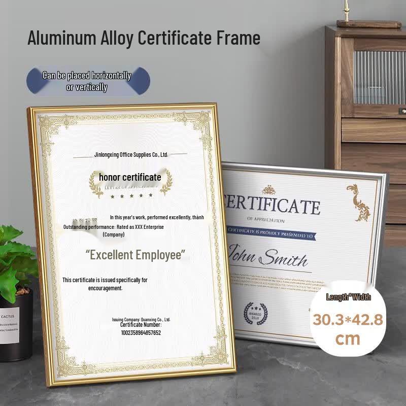 A3 Gold Aluminum Alloy Business/Certificate Frame