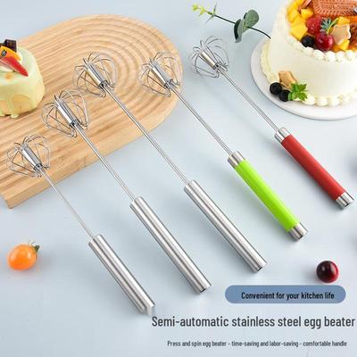 Batidor de Huevos y Varillas Semi-Automático de Acero Inoxidable 430 para Crema y Repostería