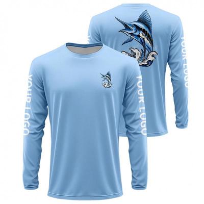 Men's Quick-Dry UV Protection Long Sleeve Fishing Shirt with Breathable Logo Pattern