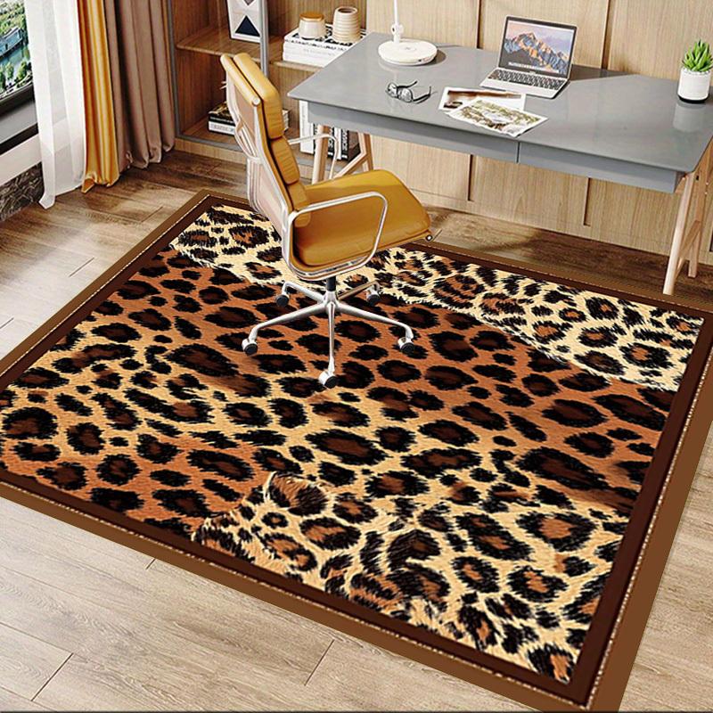 1 Stück Leopardenmuster rutschfester Teppichboden, Büro, Familie, Schlafzimmer, Studio - Großer Teppich, Dekorationsmatte, Langlebiges Material-C0444