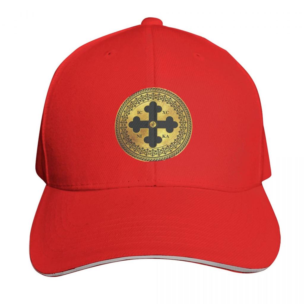 Greek Orthodox Cross Gold Paint Black Trim ICXC NIKA Baseball Cap Sun Cap Streetwear Luxury Unisex Cap Baseball Unisex Womens
