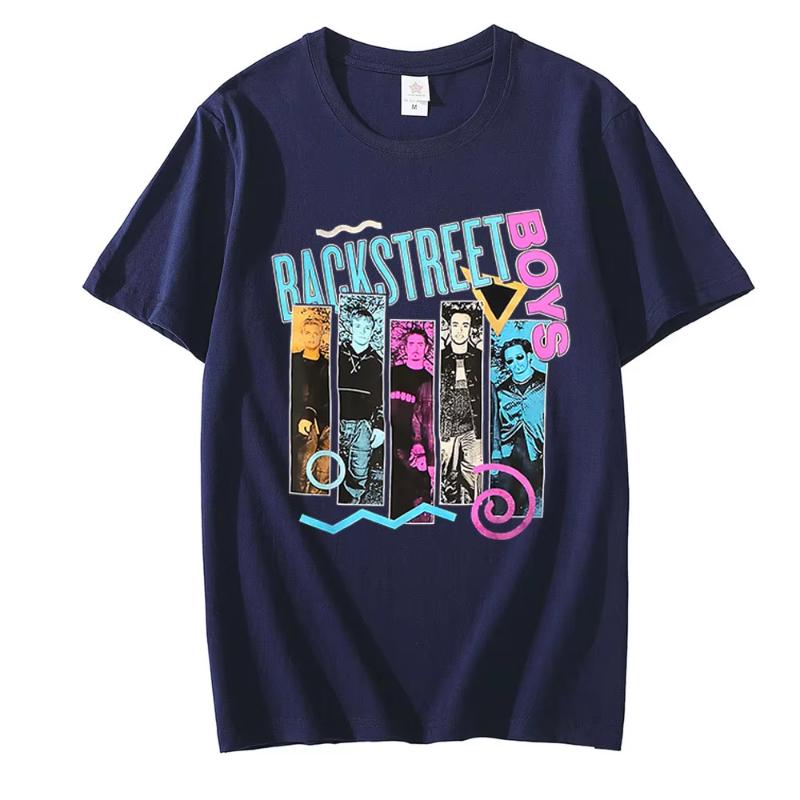 Classic Backstreet Boy print Tshirt for Summer and autumn 2025 loose and casual shortsleeved streetwear for both men and women
