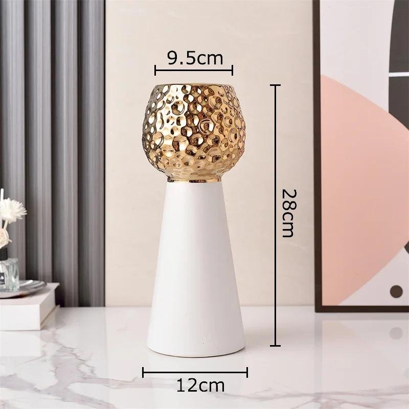 Gold-plated Hammer Pattern Ceramic Vase Creative Plant Pots Table Decoration Flower Arrangement Floral Vase Room Aesthetic Decor