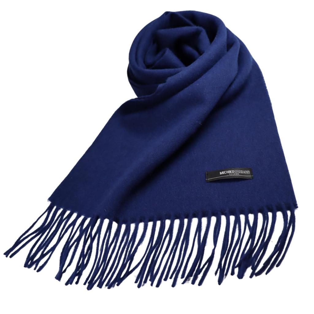 Michiko London Inner Mongolia Wool 168cm x Blue Scarf, Gift, Size Approx. 31cm, Approx. 8cm, MKM-001,
