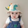 1-3Y Cartoon Dinosaur Baby Bucket Hat Summer Wide Brim Sun Hat for Boy Girls Cute Animal Letter Kids Fisherman Caps