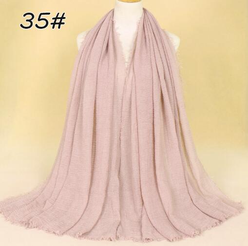 New Ethnic Oversize Muslim Crinkle Hijab Head Scarf Women Solid Bubble Cotton Shawls And Wraps Soft Big Linen Foulard Femme